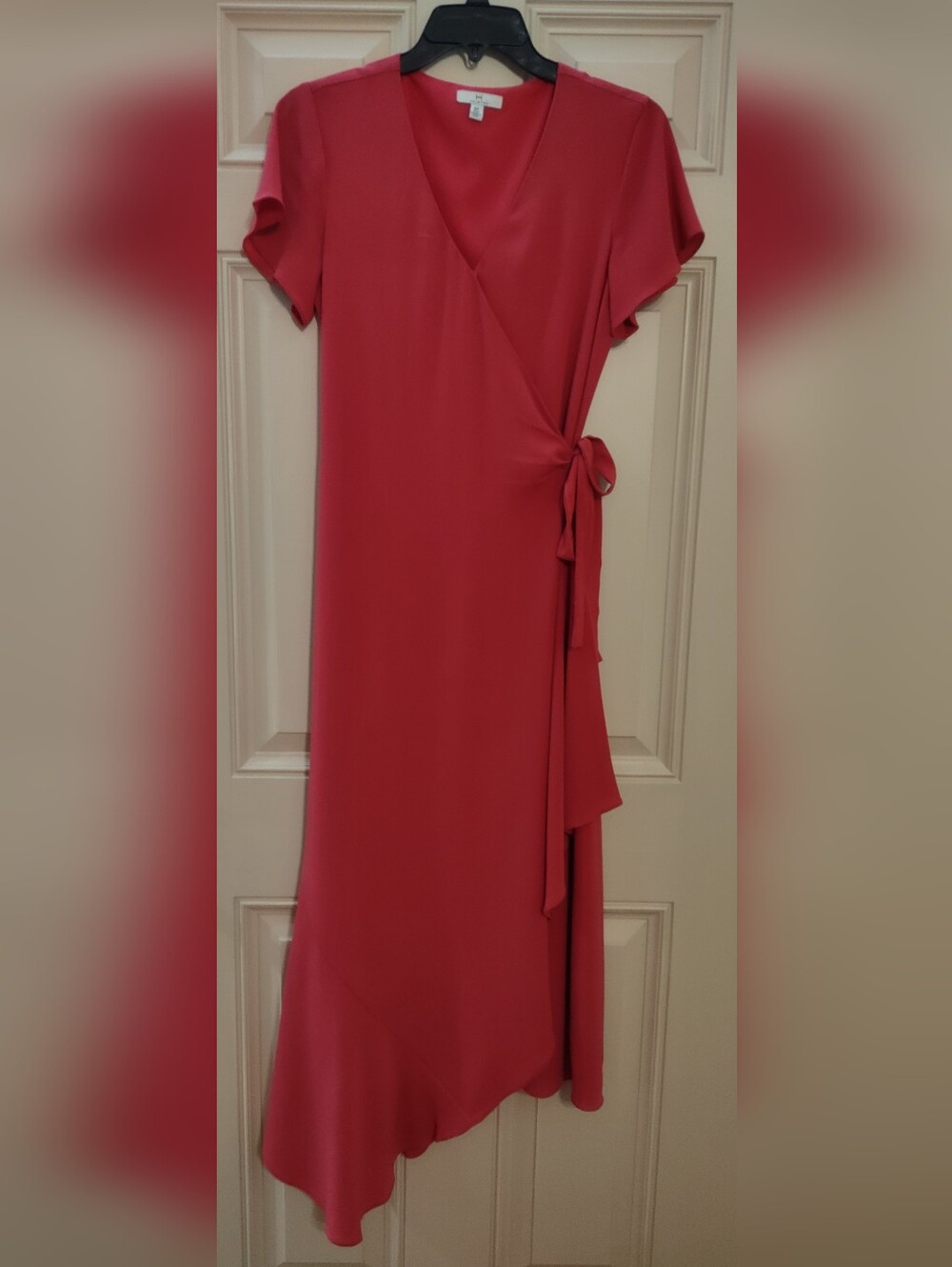Halston Vibrant Coral Pink Wrap Dress